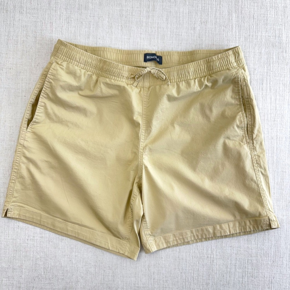 Bonobos Mens Anytime Chino Shorts Khaki Tan Elastic Waist 7 Inch Inseam Large